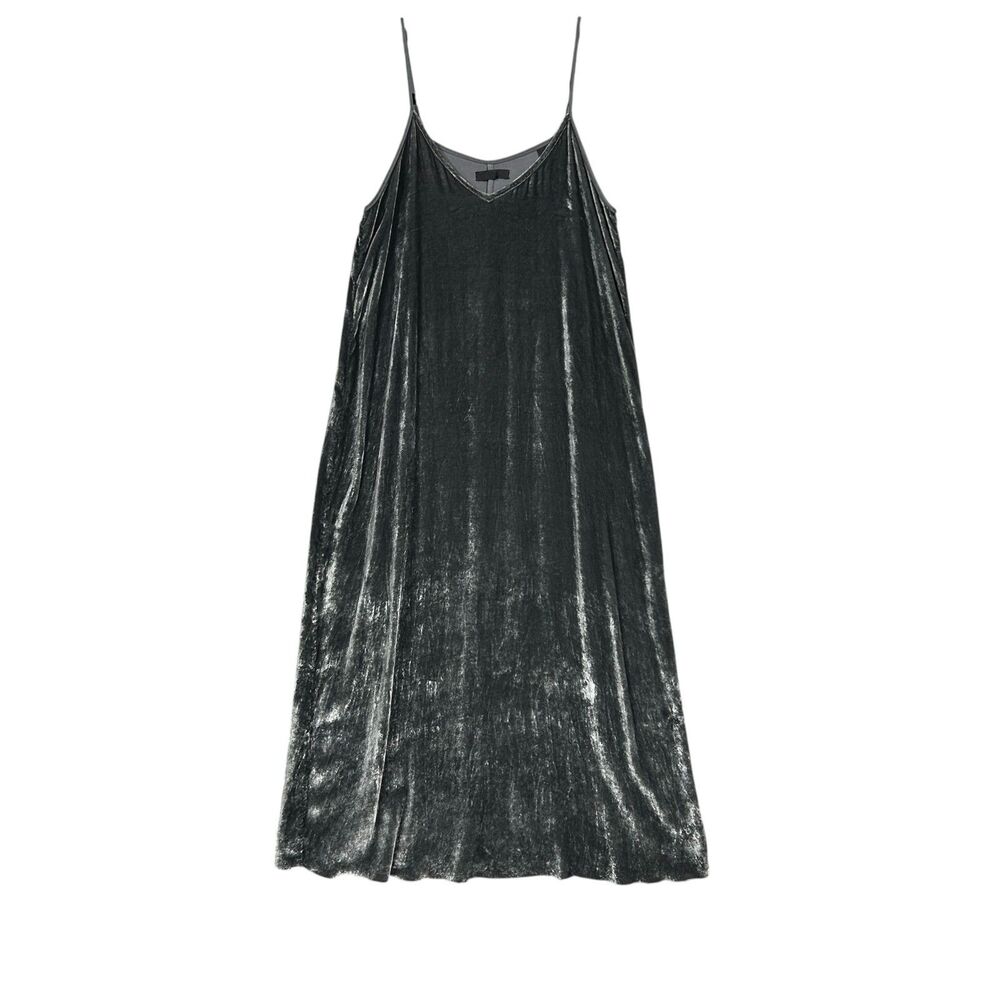 ATM Crushed Velvet Sleeveless Slip Dress Sz XS Gray